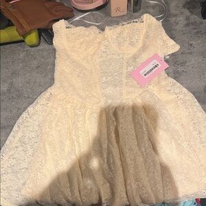 Charming Cream Ivory Mini Dress